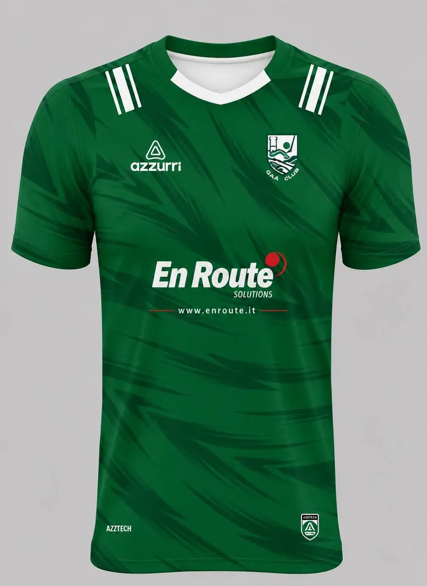 GAA club shirt with En Route Solutions as the main shirt sponsor