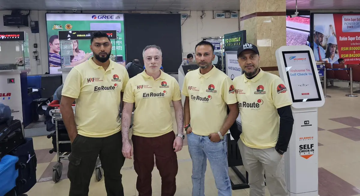 En Route Solutions team members setting off to support a Human Relief Foundation project